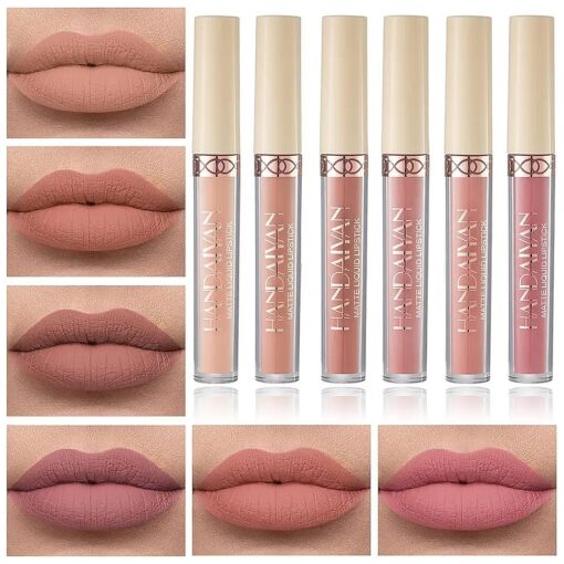 6 Colors Matte Nude Lipstick Set Liquid Lipstick Velvet Lip Gloss Lip Stain Long Lasting Waterproof Nude Pink Lipstick Set for Women Lip Makeup ( SET-B )