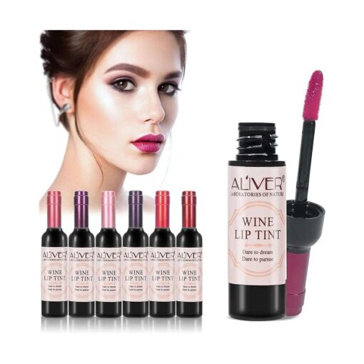 6 Colors Lip Gloss Set Wine Lipstick Matte Long Lasting Waterproof Lip Tint Set Lip Stain