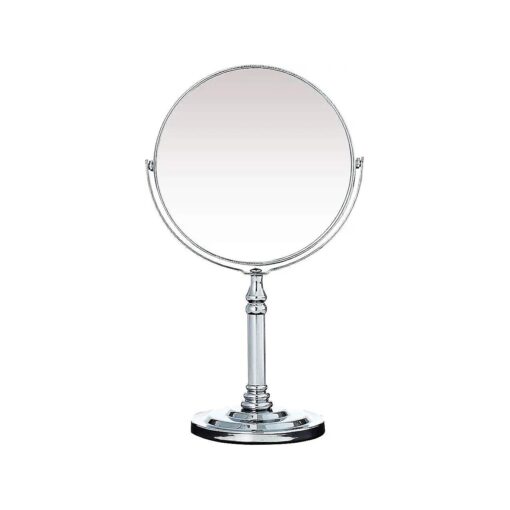 Round Tabletop Makeup Mirror - 6 inch Double Sided Vanity Mirror with 3X Magnification Two Sided Swivel Magnifying Standing Mirror