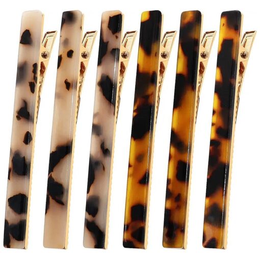 Cobahom 6 Pack Leopard Print Hair Clips Duckbill Hair Clip Metal Duck Teeth Hair Pins Chic Tortoise Shell Hair Barrettes for Women and Girls