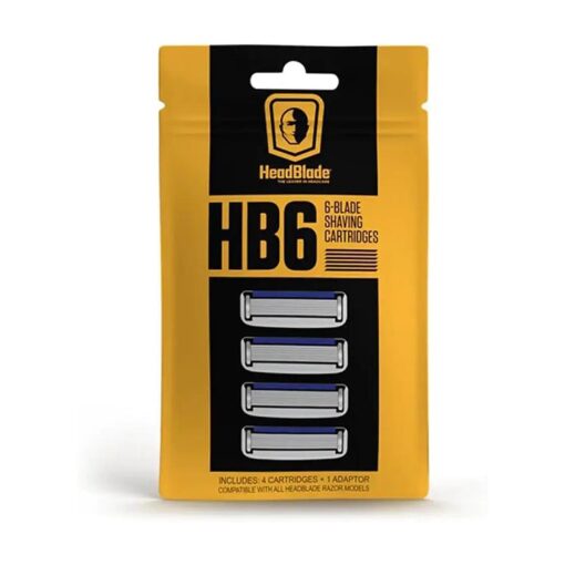 HeadBlade HB6 Refill Blades - 6 Stainless Steel Blades for No Tugging or Pulling, Shave Less, Works for Face, Body, and Scalp