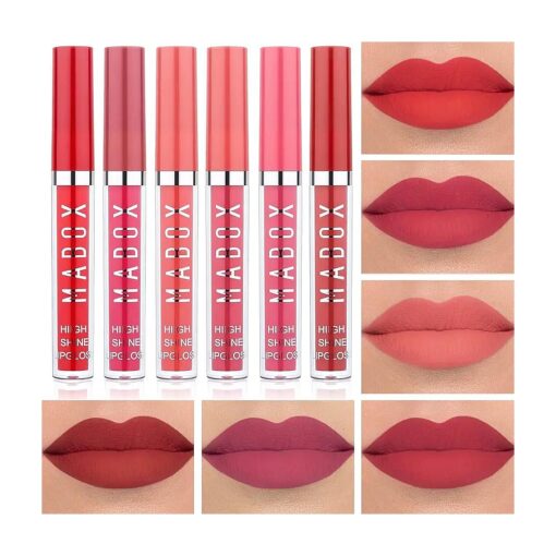 Matte Liquid Lipstick 6 Colors - Waterproof Liquid Lipsticks Makeup Set - Long Lasting Lip Gloss for Lip Makeup, Women and Girls