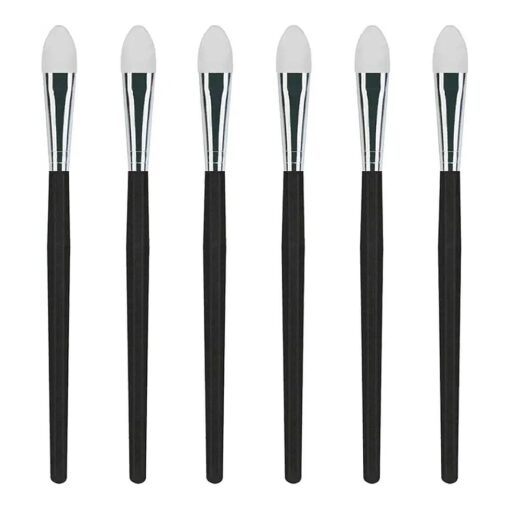 6 Pcs Silicone Eyeshadow and Lip Mask Makeup Brushes, Professional Tools for Applying Creme or Liquid Eye Shadows and Lip Colors