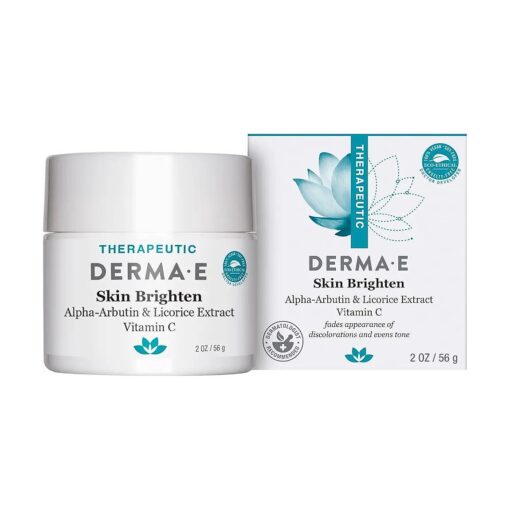 DERMA-E Skin Brightening Cream - Lightening Cream for Dark Skin Spots - Natural Face and Body Brightener for Age Spots, Hyperpigmentation and Uneven Skin Tone, 2 oz