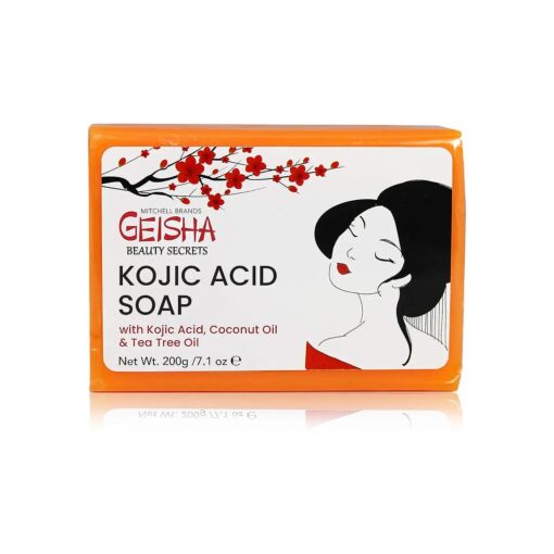 Geisha, Kojic Acid Soap - 7 oz / 200g - BIG SIZE Skin Brightening Bar, Helps to Reduce Pigmentation on : Face, Body, Hands, Knuckles, with Coconut Oil ,