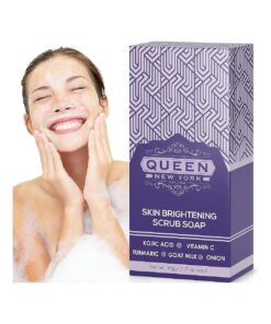 QUEEN KOJIC ORGANIC Skin Brightening Scrub Soap- Moisturizes, Reduces the appearance of Acne Scars Wrinkles, Dark Or Red Spots Vegan Cruelty Free-NO FRAGRANCE-SPF 15 ( Kojic+Vit C )