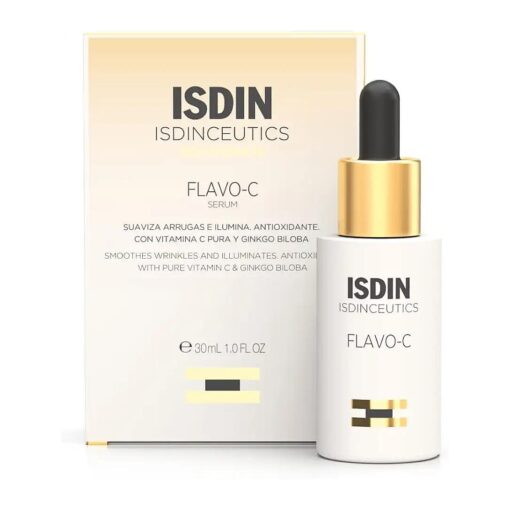 ISDIN Flavo-C Vitamin C and Antioxidant Anti-Aging Benefits Serum, Increases Skin Brightness, Elasticity and Texture, 1 Fl, Oz