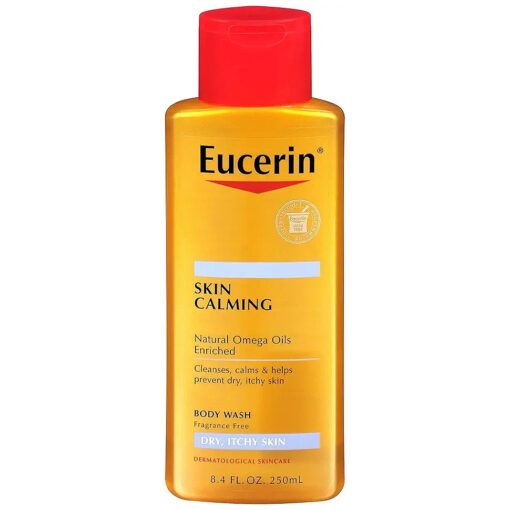 Eucerin Skin Calming Dry Skin Body Wash with Natural Omega Oils Fragrance Free, 8.4 Fluid Ounce