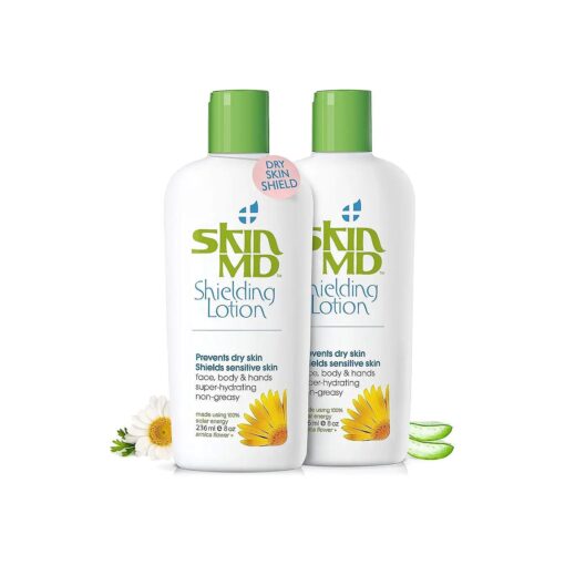 Skin MD Shielding Lotion for Face and Body - Relief for Eczema and Psoriasis Face moisturizer, Primer, Works on Rosacea Safe for Kids for all Skin Types ( 8oz -2 Pack )