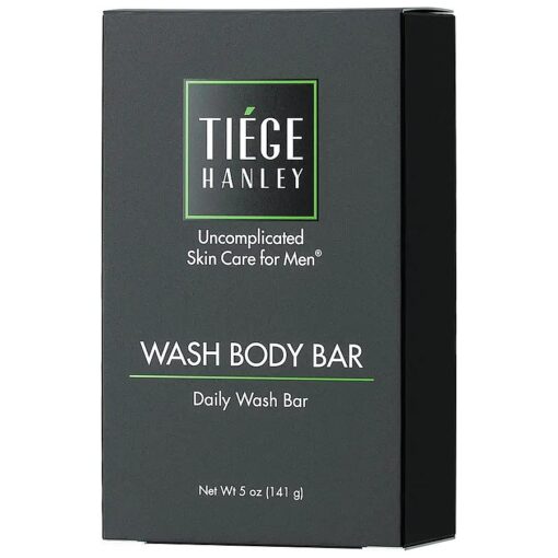 Tiege Hanley Daily Cleansing and Lightly Exfoliating Bar Soap for Men ( WASH BODY BAR ) | Vitamin E & Aloe to Nourish Skin | Subtle Scent | Made in the USA | 5 Ounce Bar