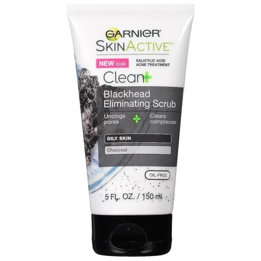 Garnier SkinActive Charcoal Blackhead Eliminating Scrub, 5 Fl Oz ( 150mL ), 1 Count ( Packaging Mary Vary )