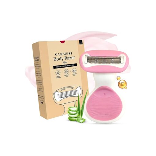 Body Razor for Women 's Hair | With Travel Case | 5-Blade Precision | Smooth Shaving | Aloe Vera & Vit E | 1 Pc