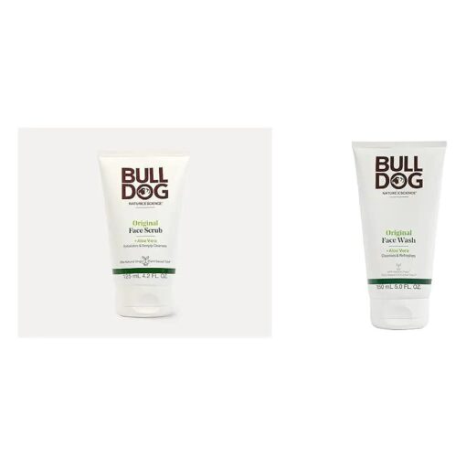 Bulldog Mens Skincare Original Face Scrub 4.2oz and Face Wash/Scrub 5oz Bundle