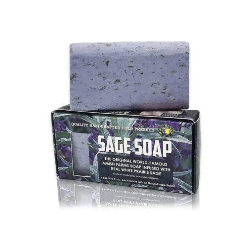 Amish Farms Natural Soap Bar With Exfoliating Sage, Lavender Scent, Made in USA - Homemade, Vegan Face & Body Soap Scrub for Sensitive Skin - No Paraben or SLS ( 1 Bar )