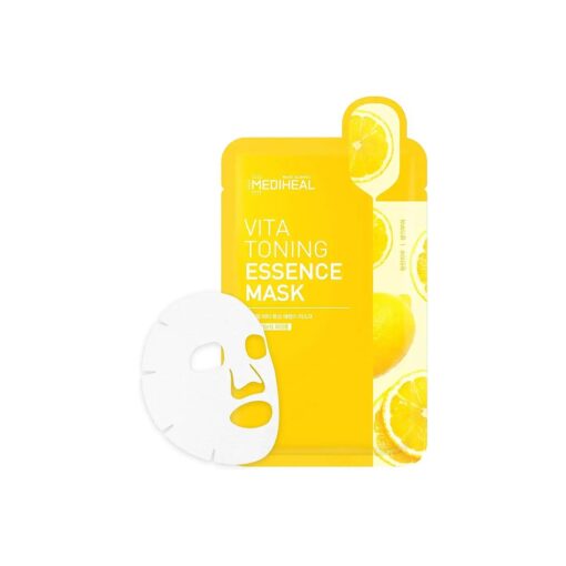 Mediheal Vita Toning Essence Mask, Revitalizing & Balancing Facial Sheet Mask for Dull Skin, Vita Complex and Niacinamide, Eco-Friendly & Hypoallergenic Cellulose Sheet 15 Sheet