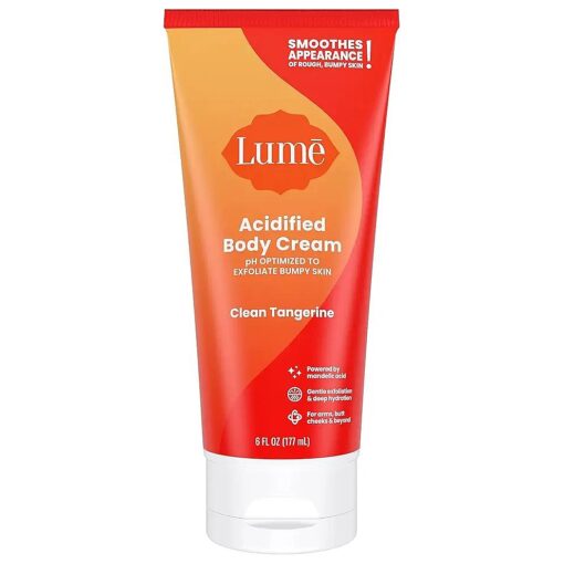 Lume Acidified Body Cream - Smooth Appearance of Rough, Bumpy Skin - Paraben Free, Lanolin Free, Skin Safe - 6 ounce ( Clean Tangerine )