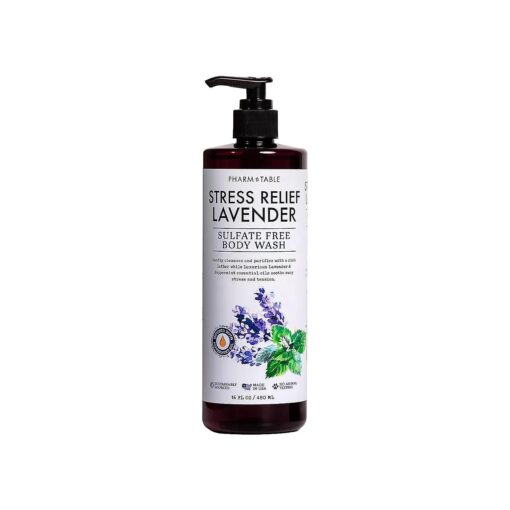 Stress Relief Lavender Body Wash for Women and Men Softens and Soothes the Skin, Sulfate Free, 100 % Cruelty Free, 480ml