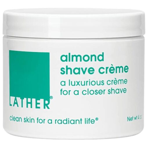 LATHER Almond Shaving Cream for Sensitive Skin - Non-Foaming Shaving Cream for Women & Men - Gentle & Vegan Shave Butter for a Close & Smooth Shave - Suitable for Sensitive Skin - 4 Oz