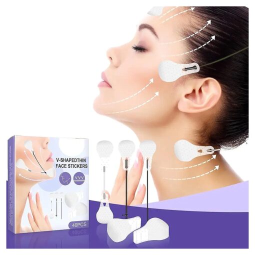 Face Lift Tape, 40Pcs Ultra-thin Invisible Face Tape with Lifting Ropes Elastic, Tightening Skin and Hiding Facial and Neck Wrinkles Lifting Saggy Skin