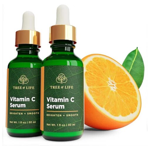 Tree of Life Vitamin C Serum for Face - 2 Oz, Skin Care Set - Moisturizing Vitamin E for Brightening & Smoothing Dry/Sensitive Skin, Anti-Aging, Wrinkles & Dark Spot - Dermatologist-Tested