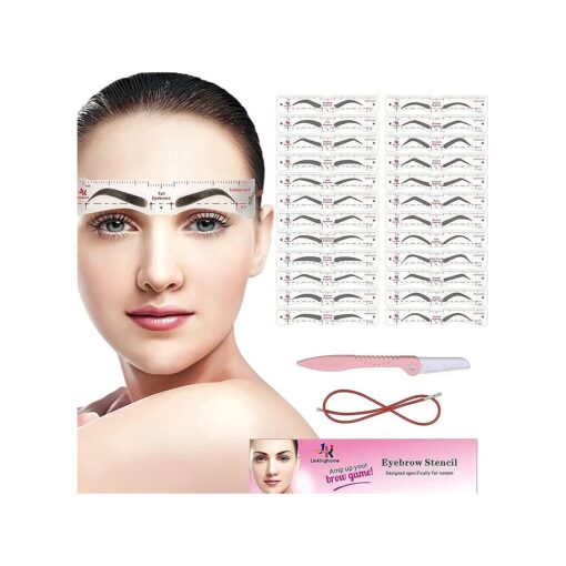 Eyebrow Stencil, 24 Eyebrow Shaper Kit, Reusable Eyebrow Template With Strap, 3 Minutes Makeup, Suitable for 98 %