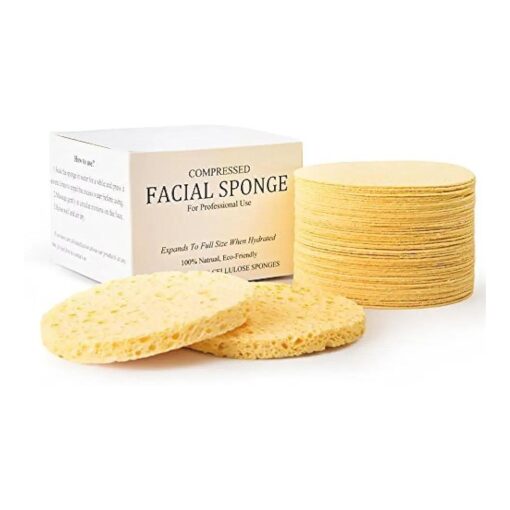 Facial Sponges, MAXSOFT Compressed 100 % Natural Cellulose Facial Cleansing Sponges-50 Count