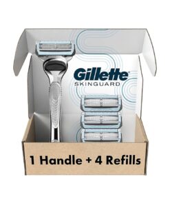 Gillette SkinGuard Razors, 1 Gillette Razor, 4 Razor Blade Refills, Designed for Men with Skin Irritation, Razor Bumps, and Sensitive Skin