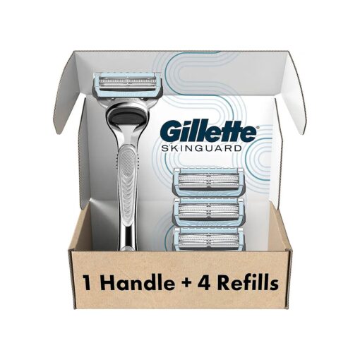 Gillette SkinGuard Razors, 1 Gillette Razor, 4 Razor Blade Refills, Designed for Men with Skin Irritation, Razor Bumps, and Sensitive Skin