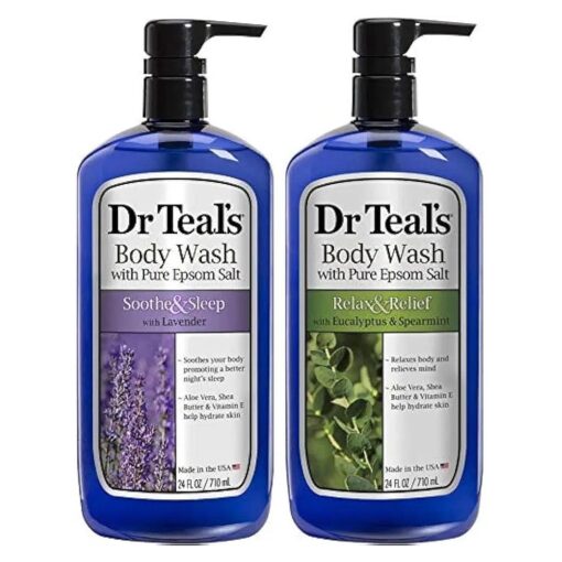 Lavender & Eucalyptus Body Wash Gift Set ( 2 Pack, 24oz Ea ) - Soothe & Sleep Lavender & Relax & Relief Eucalyptus & Spearmint - Essential Oils Calm the Mind & Promote Better Sleep