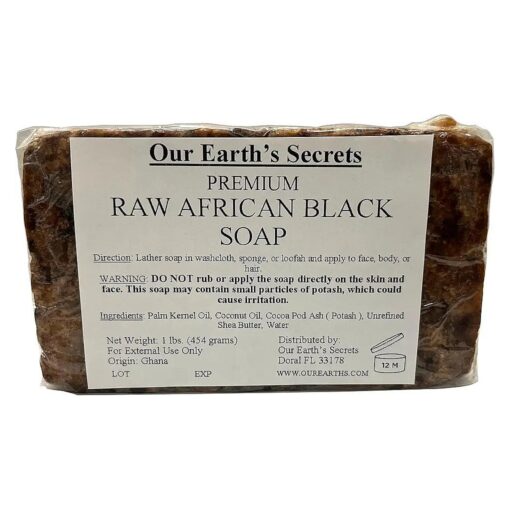 Our Earth 's Secrets Raw African Black Soap, 1 lb .