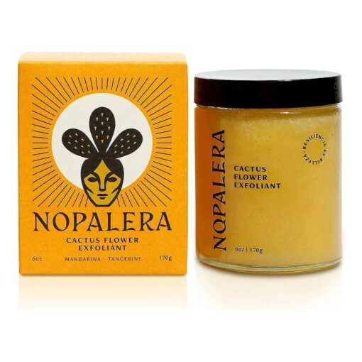 Nopalera Mandarina Cactus Flower Exfoliant - Face & Body Scrub, 3-in-1 Cleanser, & Moisturizer, Vegan, Cruelty-Free, Natural Citrus Scent, Dye Free, 6 oz .