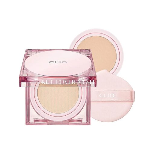 CLIO Kill Cover Mesh Glow Cushion Refill Included ( 15g * 2, 4 GINGER ) - Foundation Cushion, Korean Cushion, Glowy Skin Makeup