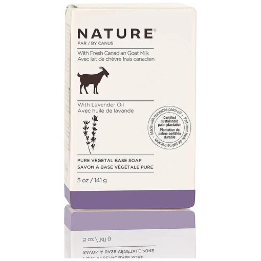 Nature By Canus Bar Soap, Lavender Oil, 5 Oz, With Fresh Canadian Goat Milk, Vitamin A, B3, Potassium, Zinc, and Selenium