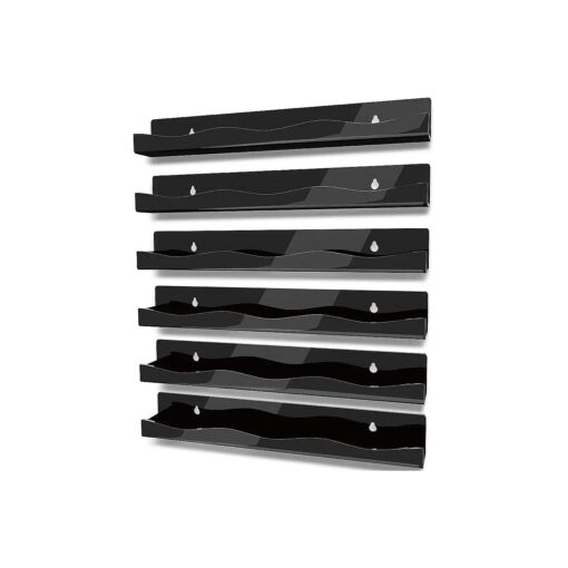 YMVV 15" Nail Polish Rack Wall Mounted Shelf,6 Pack Black Acrylic Organizer Supplies for Nail Techs, Great Display for Salons Retailers