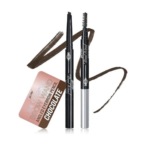 Skone Cosmetics The Original Brow Wand Eyebrow Pencil with Brush - Dual-Sided Retractable Waterproof Long-Lasting Brown Eye Brow Pencils for Women with Sleek Eyebrows - Chocolate for Brunettes