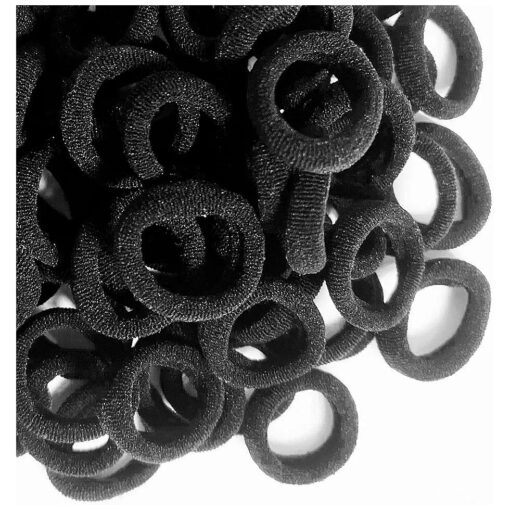 100PCS Small Hair Ties, Seamless Elastic Ponytail Holders, Elastics Hair Bands for Thick Heavy and Curly Hair ( Black )