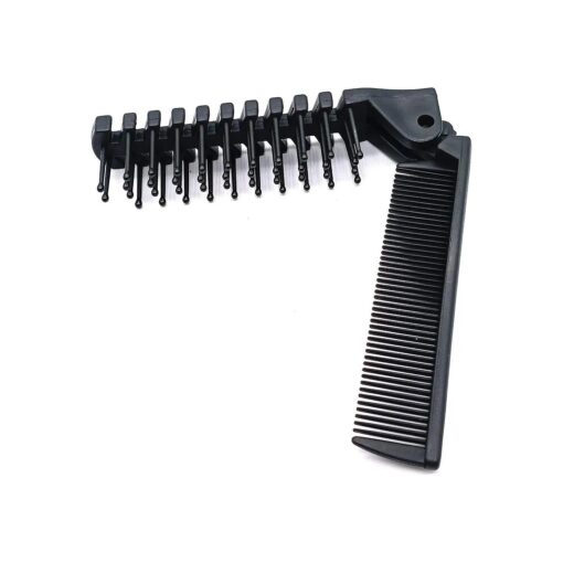 Travel Comb Brush Combo Folding Small Mini Portable Pocket Size Collapsible Foldable for Purse Women Men Black