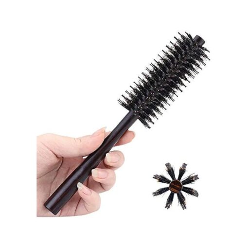 PERFEHAIR Small Round Hair Brush for Thin or Short Hair, Mini Round Mixed Boar Bristle Beard Brush for Men