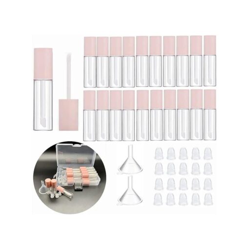 3.5ML Mini Lip Gloss Tubes Empty With Wand Pink Diy Lipgloss Making Kit for Small Businesses Refillable Lip Gloss Containers Set for Girls ( 20pcs in One Box )