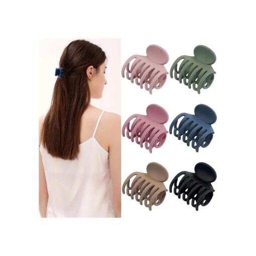 Medium Hair Clips for Thin Fine Hair, 1.5" Small Claw Hair Clips for Women and Girls, Matte Double Row Jaw Clip Non Slip Hair Claw ( 6 pack )