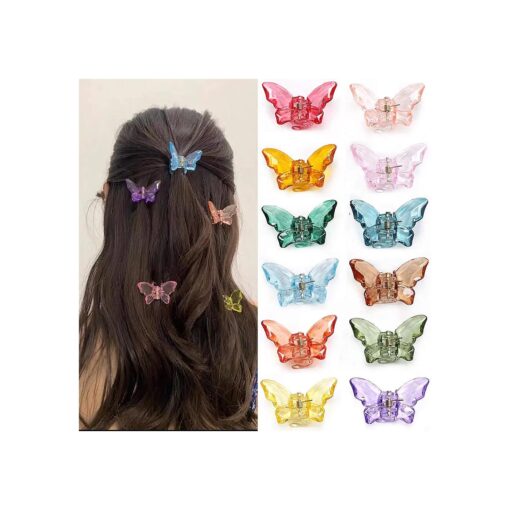 Hair Claw Clips Jaw Clips 1.8 inch 24 Pieces Girls Clear Butterfly Hair Clips, Beautiful Butterfly Hair Clips Hair Accessories for Girls and Women, ( Small sized,24 pack )