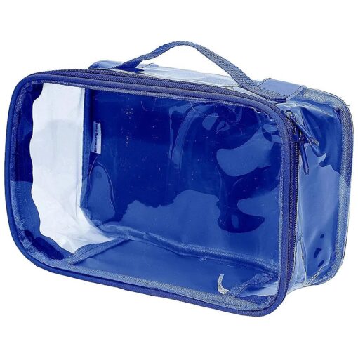 Small Clear Travel Packing Cube/See Through PVC Plastic Pouch for Carry On Suitcase, Backpack or Diaper Bag/Transparent Multipurpose Accessories, Makeup & Underwear Organizer ( Royal Blue )