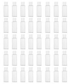 50 Pack 1.7oz/50ml Travel Plastic Empty Bottles Mini Hand Sanitizer Bulk Travel Size with Flip Cap, Squeezable Refillable Container for Cosmetic Baby Shower Birthday Wedding Party Favor ( 50PC-CLEAR )