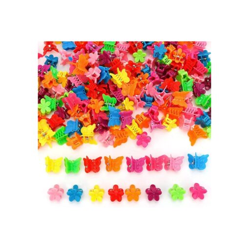 YISSION 200 Pcs Mini Hair Clips Flower Hair Clip Butterfly Hair Clips Small Claw Clips for Hair 90s Hair Accessories for Girls Women School Party Gifts Assorted Color