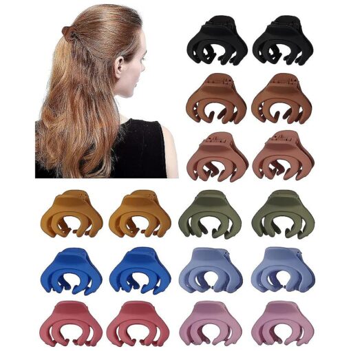 Small Hair Clips, 18 Pcs Hair Clips for Thin Hair, 1.57 Inch Matte Small Claw Clips, Octopus Hair Claw Clips Small, Nonslip Small Hair Clips for Women and Girls