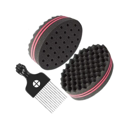 Small Holes Hair Sponge for Twists and Dreads Barber Afro Wave Nappy Sponge Brush for Curls Women Men Natural Hair 3 PCS