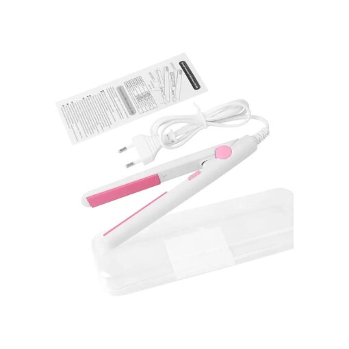 2 in 1 Mini Hair Straightener, US Plug, Ceramic Tourmaline Plate, Beauty Flat Iron Heating Curler Small Lightweight Portable Mini Flat Iron Curler for Home ( White )