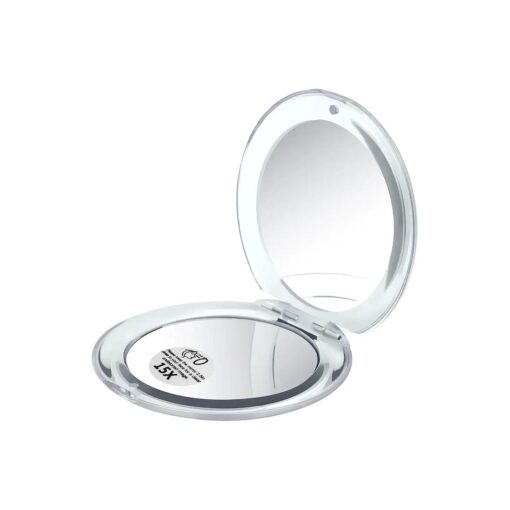 Compact Travel Magnifying Mirror - Portable Small Mini Pocket Mirror-Snowflakes 1x/15x Magnification- Ideal for Purse - Silver, 3.3" x 3.3"