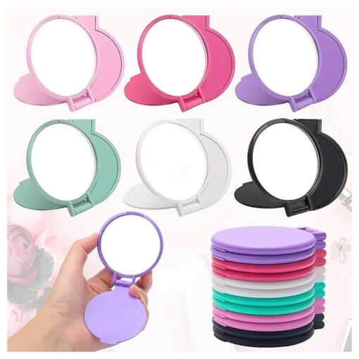 12 Pcs Mini Folding Mirror Round Compact, 2.4 in Small Portable Travel Makeup Mirror Compact Mirror Bulk Round Makeup Mirror for Women Girls Travel Daily Use