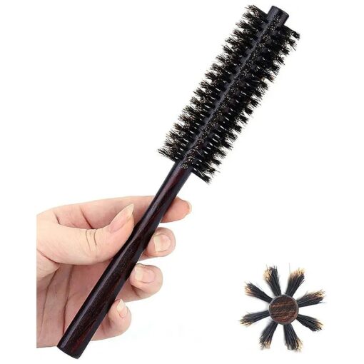 PERFEHAIR Small Round Hair Brush for Thin or Short Hair, Mini Round Boar Bristle Beard Brush for Men & Women